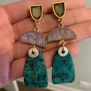 Semi Precious Gemstone Drop Earrings